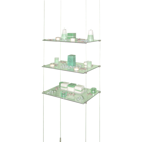 VS1: Suspended glass shelves - toughened glass