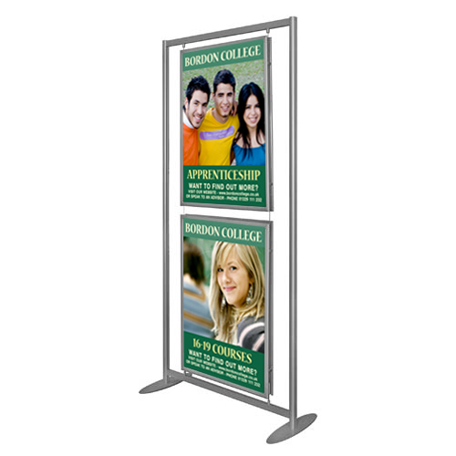 PF2: Free standing aluminium frame with suspended 'snap' frames