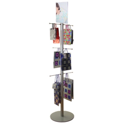 Carrier bag stand with A4 poster holder