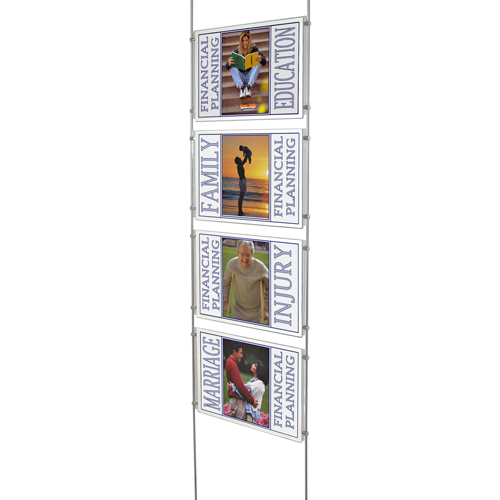 PS5B: Poster holders suspended between ceiling and floor on bars (rods)