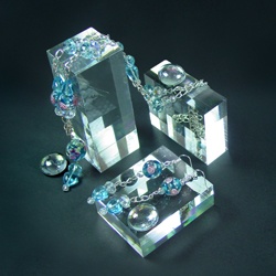 Acrylic blocks displaying jewellery