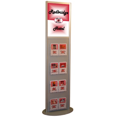 Floor stand with A5 leaflet dispensers and A2 poster
